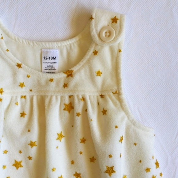 george gold glitter star print fleece jumper dress 12-18 months baby girl - Picture 2 of 5